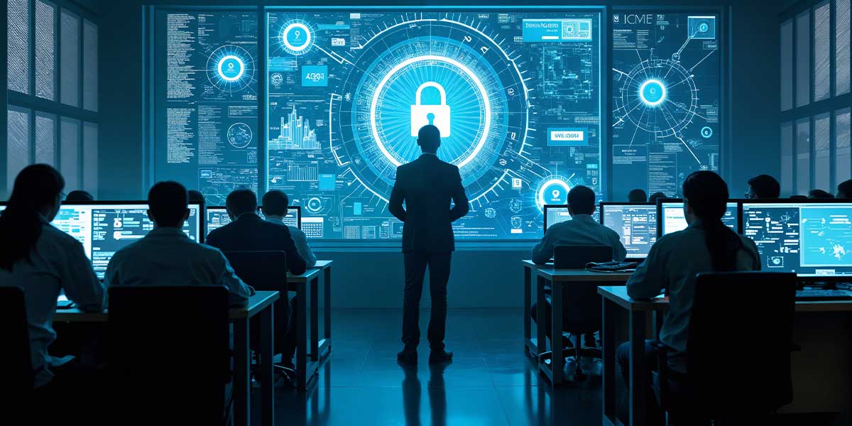 Conceptual image showing integration of IoT, AI, and biometrics in future key management systems.